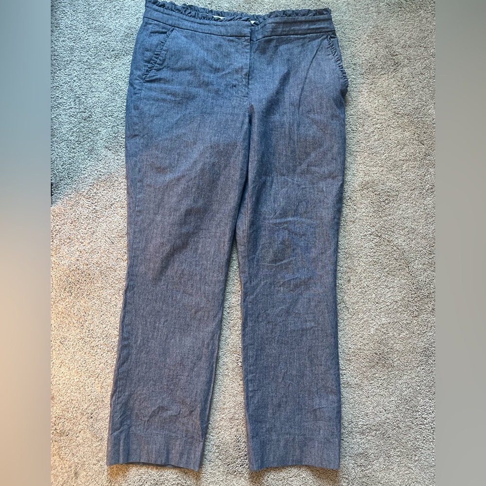 J.Crew chambray ankle ruffle pants 8